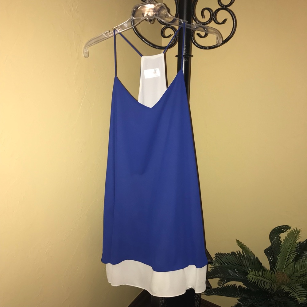 ***NWOT -Embrace Royal Blue/White Tank Top Size Lg